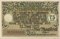 Meiningen - Stadt - 21.6.1921 - 75 Pfennig