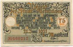 Meiningen - Stadt - 21.6.1921 - 75 Pfennig