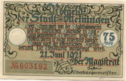 Meiningen - Stadt - 21.6.1921 - 75 Pfennig