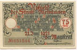 Meiningen - Stadt - 21.6.1921 - 75 Pfennig