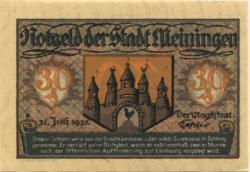 Meiningen - Stadt - 31.7.1921 - 30 Pfennig