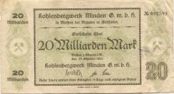 Meißen (heute Minden) - Kohlenbergwerk Minden GmbH - 27.10.19233 - 20 Milliarden Mark