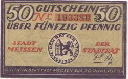Meißen - Stadt - - 30.6.1920 - 50 Pfennig