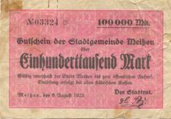 Meißen - Stadt - 9.8.1923 - 100000 Mark
