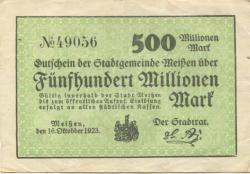 Meißen - Stadt - 16.10.1923 - 500 Millionen Mark