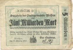 Meißen - Stadt - 25.10.1923 - 5 Milliarden Mark 