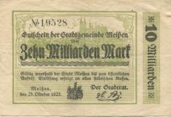Meißen - Stadt - 25.10.1923 - 10 Milliarden Mark 