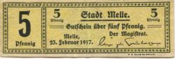 Melle - Stadt - 23.2.1917 - 5 Pfennig