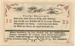Melle - Stadt - November 1921 - 25 Pfennig