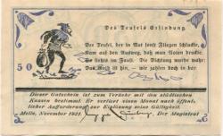 Melle - Stadt - November 1921 - 50 Pfennig