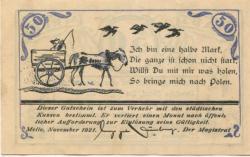Melle - Stadt - November 1921 - 50 Pfennig