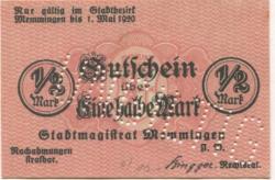 Memmingen - Stadt - - 1.5.1920 - 1/2 Mark