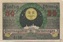 Memmingen - Stadt - 1.11.1918 - 1.12.1919 - 50 Pfennig