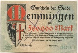 Memmingen - Stadt - 24.8.1923 - 500000 Mark