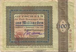 Memmingen - Stadt - 1.11.1923 - 1.4.1924 - 100 Milliarden Mark 