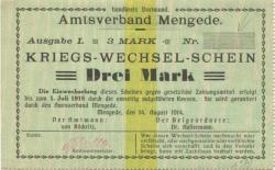 Mengede (heute: Dortmund) - Amtsverband - 14.8.1914 - 3 Mark