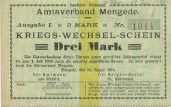 Mengede (heute: Dortmund) - Amtsverband - 14.8.1914 - 3 Mark
