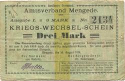 Mengede (heute: Dortmund) - Amtsverband - 14.8.1914 - 3 Mark