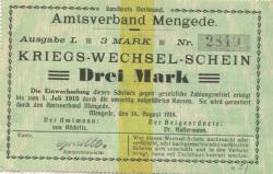 Mengede (heute: Dortmund) - Amtsverband - 14.8.1914 - 3 Mark