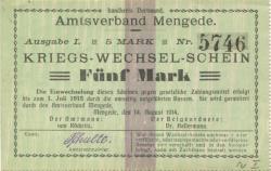 Mengede (heute: Dortmund) - Amtsverband - 14.8.1914 - 5 Mark