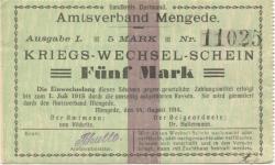 Mengede (heute: Dortmund) - Amtsverband - 14.8.1914 - 5 Mark
