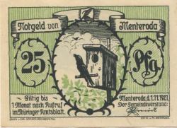 Menteroda - Gemeinde - 1.11.1921 - 25 Pfennig 