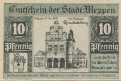 Meppen - Stadt - 31.5.1921 - 10 Pfennig