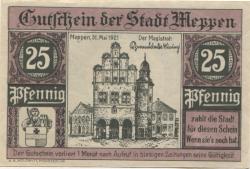 Meppen - Stadt - 31.5.1921 - 25 Pfennig