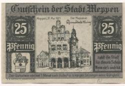 Meppen - Stadt - 31.5.1921 - 25 Pfennig