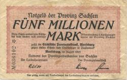 Merseburg - Provinzialverband Sachsen - August 1923 - 5 Millionen Mark