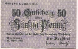 Merseburg - Stadt - 30.4.1917 - 1.10.1918 - 50 Pfennig