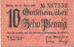 Merseburg - Stadt - 1.6.1919 - 31.3.1920 - 10 Pfennig