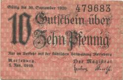 Merseburg - Stadt - 1.11.1919 - 30.9.1920 - 10 Pfennig