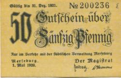 Merseburg - Stadt - 1.5.1920 - 31.12.1921 - 50 Pfennig