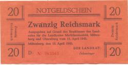 Miltenberg - Kreise Marktheidenfeld, Miltenberg und Obernburg - 15.4.1945 - 20 Mark 