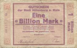 Miltenberg - Stadt - 22.9.1923 - 1 Billion Mark 