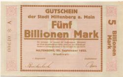 Miltenberg - Stadt - 22.9.1923 - 5 Billionen Mark 