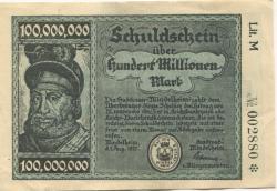 Mindelheim - Stadt - 1.8.1923 - 100 Millionen Mark