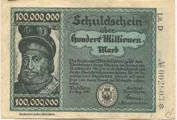 Mindelheim - Stadt - 1.8.1923 - 100 Millionen Mark