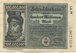 Mindelheim - Stadt - 1.8.1923 - 100 Millionen Mark