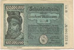 Mindelheim - Stadt - 1.8.1923 - 100 Millionen Mark
