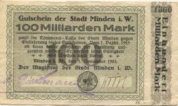 Minden - Stadt - 1.11.1923 - 1.12.1923 - 100 Milliarden Mark