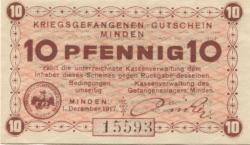 Minden - Kriegsgefangenenlager - 1.12.1917 - 10 Pfennig