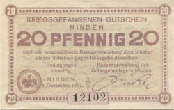 Minden - Kriegsgefangenenlager - 1.12.1917 - 20 Pfennig