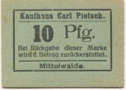 Mittelwalde (heute: PL-Miedzylesie) - Pietsch, Carl, Kaufhaus - -- - 10 Pfennig