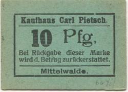 Mittelwalde (heute: PL-Miedzylesie) - Pietsch, Carl, Kaufhaus - -- - 10 Pfennig