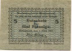 Mittenwald - Markt - 3.3.1917 - 5 Pfennig