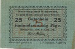 Mittenwald - Markt - 3.3.1917 - 25 Pfennig
