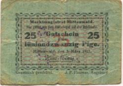 Mittenwald - Markt - 3.3.1917 - 25 Pfennig