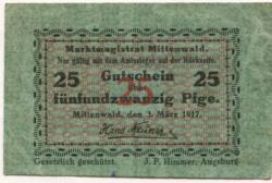 Mittenwald - Markt - 3.3.1917 - 25 Pfennig